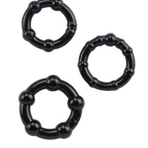 Black 3 Penis Rings Set Beaded Cock Ring To Delay Ejaculation