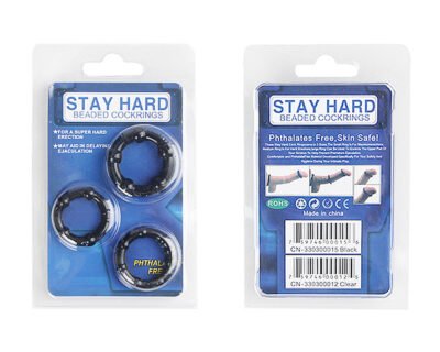 Black 3 Penis Rings Set Beaded Cock Ring To Delay Ejaculation - Image 3