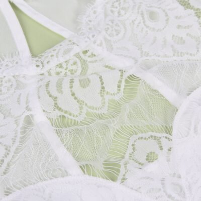White Sexy Swim Cloth Lace Sleeveless Open Crotch Bodysuit - Image 5