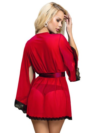 Red Lace Trim Robe - Image 3