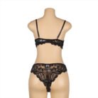 Black Floral Lace Adjustable Strap Underwire Bra Set