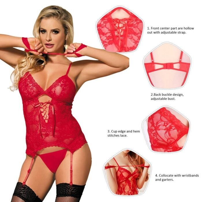 IMG_2411 Red Lace Lingerie Set
