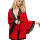 Red Lace Trim Robe