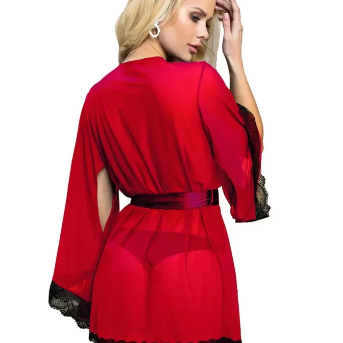 R80947-3-6 (1) Red Lace Trim Robe