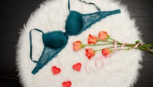 Blue Mesh Embroidery Lace Bra