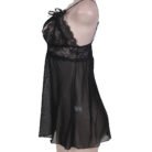 Black Lace Babydoll Lingerie with Sheer Mesh and Floral Lace Detail